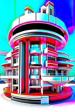 3D arquitectura Neofuturista, calidad ultra, colores rojo, blanco y negro