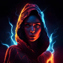 Cosmic dream face, woman, neon, abstract, amazing shadow and lightning, 4k, cinematic, glowing eyes, cosmic, face, dream, space, stars, amazing, art, glowing, fire