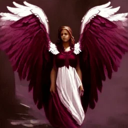 angel with burgundy wings