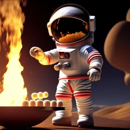 astronaut cooking marshmallows on barbecue from mars unreal engine 5, octan render