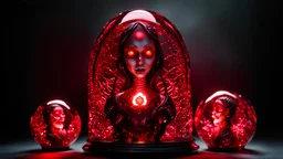 An extremely delicate, insanely evil hex doll made of glass, translucent, tiny crimson accents, beautifully and intricately detailed, horror, morbid, macabre, ethereal glow, twisted, art by Mschiffer, best quality, glass art, magical holographic glow. sharp focus, studio photo, intricate details, highly detailed, perfect composition, beautiful detailed, octane render, 8 k, photorealistic, cinematic perfect light,