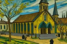 A church of life in daylight painted by Vincent van Gogh