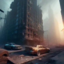 Destroyed city,Epic,unreal engine 5, 8k resolution, photorealistic, ultra detailed