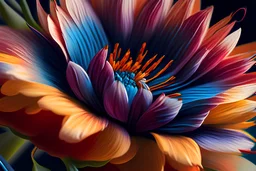 close-up shot of a vibrant flower with delicate petals. paintbrush, loaded with a contrasting color, gently recolour of a single petal. Focus on the detail of the paintbrush and the texture of the petal. Use a style that is realistic but with a slightly artistic touch --tile