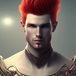  man with red hair, full body, fantasy setting, real photo, soft lighting