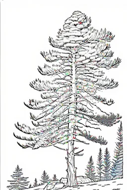 coloring page, pine tree, cartoon style, thick lines, low detail, no shading