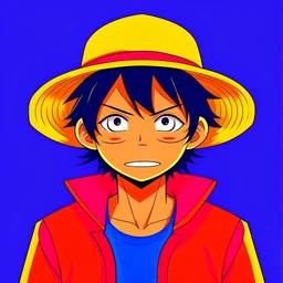 Luffy anime character, fantasy, vector art, flat design, Ultra high details.
