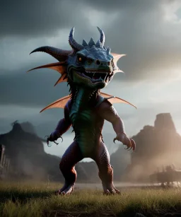 Ragnarok toddler, dragon, full body, dramatic lighting, angry, hyper realistic,