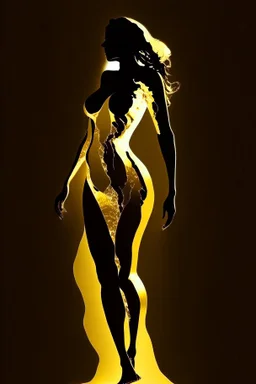 Gold silhouette of female body