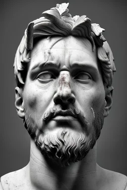 Ultra Realistic image, classical renaissance sculpture, white marble material, Lionel Messi god, Laurel leaves crown, miguel angel style, chisel style, emperor, waist up portrait, epic, celestial, cinematic lighting, God light, god rays, 4k resolution, smooth details, ornate details, soft lighting, unreal engine 5, sky background.