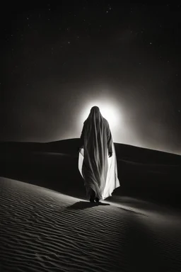 Photography Mistery of Ghost Arab,Walking alonely on desert dark night