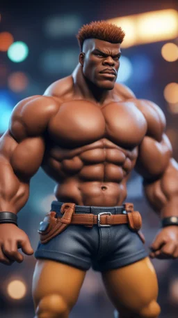 black hunk Abobo from double dragon ,bokeh like f/0.8, tilt-shift lens 8k, high detail, smooth render, down-light, unreal engine, prize winning