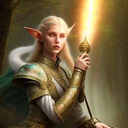 romantic fantasy spray painting, close up on ultracute blonde robed elf poet sitting on huge marble throne, loosing torch in magical forest