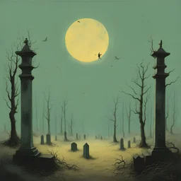 Graveyard training day, malaprops, by ALESSANDRO GOTTARDO and Zdzislaw Beksinski, strange album cover art, sharp colors, eerie, mysterious