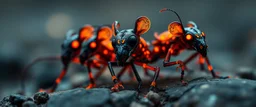 close up on glowing raven ant skeleton rat babies, raised by ninja necromancer in the wild