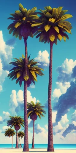 1980's aesthetic vaporwave palm trees with shperes