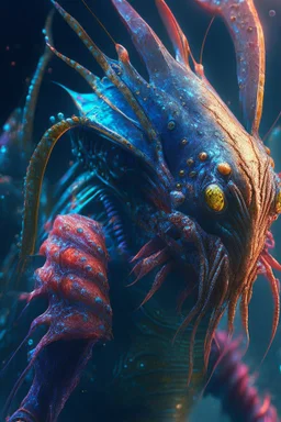 Human fish lobster alien,FHD, detailed matte painting, deep color, fantastical, intricate detail, splash screen, complementary colors, fantasy concept art, 32k resolution trending on Artstation Unreal Engine 5