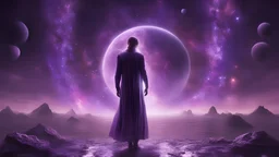 matrix universe, space, planets, god creation walking on light, purple