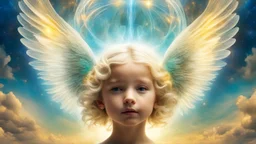 1490. Abstract fantasy: telepathy, one young child, chrysalids, Wyndham, delight, empathy, harmony, ecstasy, award-winning photograph, abstract image, beautiful composition, science-fiction, beautiful, wonder, joy, happiness with angels, the power of thought, love, joy, personal faith in God