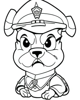 outline art for Paw Patrol coloring page, Japanese manga style, cartoon style, cute face, white background sketch style, full body is a must, only use outline, clean line art, no shadow, bold outline