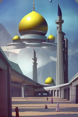 mosque 70s sci fi art