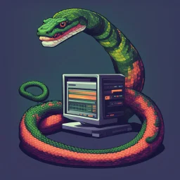 Computer Hacker Snake. NFT Pixel Art