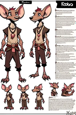 a kobold OC reference sheet