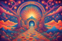 The way that leads to illumination and nirvana in Psychodelic style