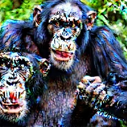 photo, angry chimpanzee, laser guns