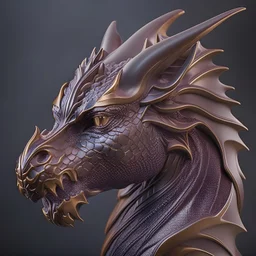 Gorgeous dragon head made from dark gleaming chocolate