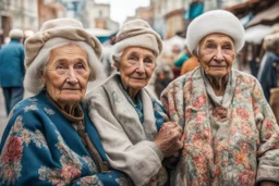 elderly russian people on the market