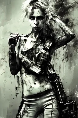 Danish singer MØ face,Abstract Yoji Shinkawa,cyberpunk,