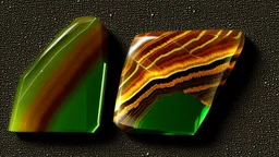 Tourmaline Crystals and tiger eye stone realistic photo details colours shadows background gradients