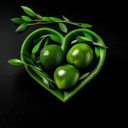 Green heart shape with green olives inside