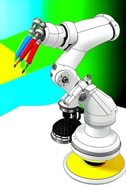 Draw a colorful cover image. What it's about is flexible link robotic arm with flexible joints that are drawing a three-dimensional model. Only display flexible robotic arms. The color of the robotic arm structure should be rich