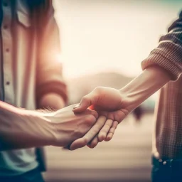 generate image man and woman holding hands in a romantic way