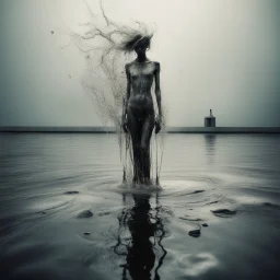 Fear death by water by Tokujin Yoshioka, Alice Pasquini, Costa Dvorezky, Ronald Balfour, Nathan Wirth, Francesca Woodman, Andy Warhol, Claude Cahun, Paolo Roversi, surreal hallucinatory, sharp focus, intricately detailed"