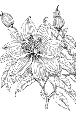 coloring book image of clematis