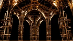a 3d fractal stage structre made of metallic color 3d structures, pertty artistc background