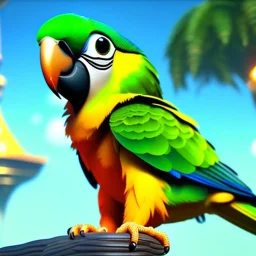 cute 3d cgi disney animation style parrot, 8k resolution, ultra hyperdetailed, Unreal Engine 5, very small details, realistic, normal colours, realistic lighting