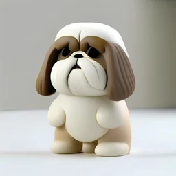 3d render simple minimal toy art kaws styles of a cute cartoon fat shih tzu barking, modern minimalist