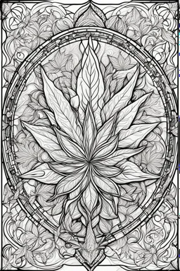 outline art for stoners coloring pages with A very simple stained glass style design featuring swirling smoke patterns and intricate cannabis leaf details., white background, sketch style, fully body, only use outline, mandala style, clean line art, white background, no shadows and clear and well outlined