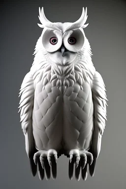 The Owlman Creature,white, highly intricate, Realistic photography, incredibly detailed, ultra high resolution, 8k, complex 3d render, cinema 4d.