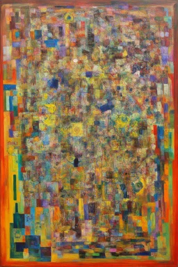 Memory and methaphor; a painting with an admixture of Paul Klee and hundertwasser