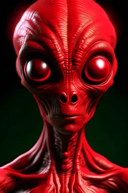 Handsome red skined alien man with 3 eyes