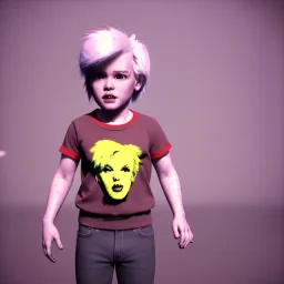 Andy warhol toddler, full body, broken, dramatic lighting, hyper realistic