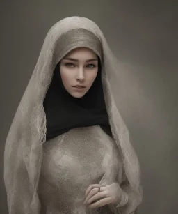 veil head Muslim girl, hijab, Moroccan, black eyes, full body, black dress, 8k resolution