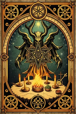 everlasting myrriad and a star golem feast framed with spiral keys and sigils and celtic symbols