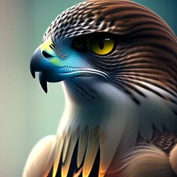 portrait of a falcon, feathers, extremely sharp detail, finely tuned detail, ultra high definition, 8k, unreal engine 5, ultra sharp focus, winter ambiance, forest background