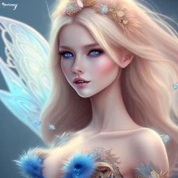 magnifique belle sexy fairy souriante avec de magnifiques ailes et des cheveux longs blonds,yeux bleus